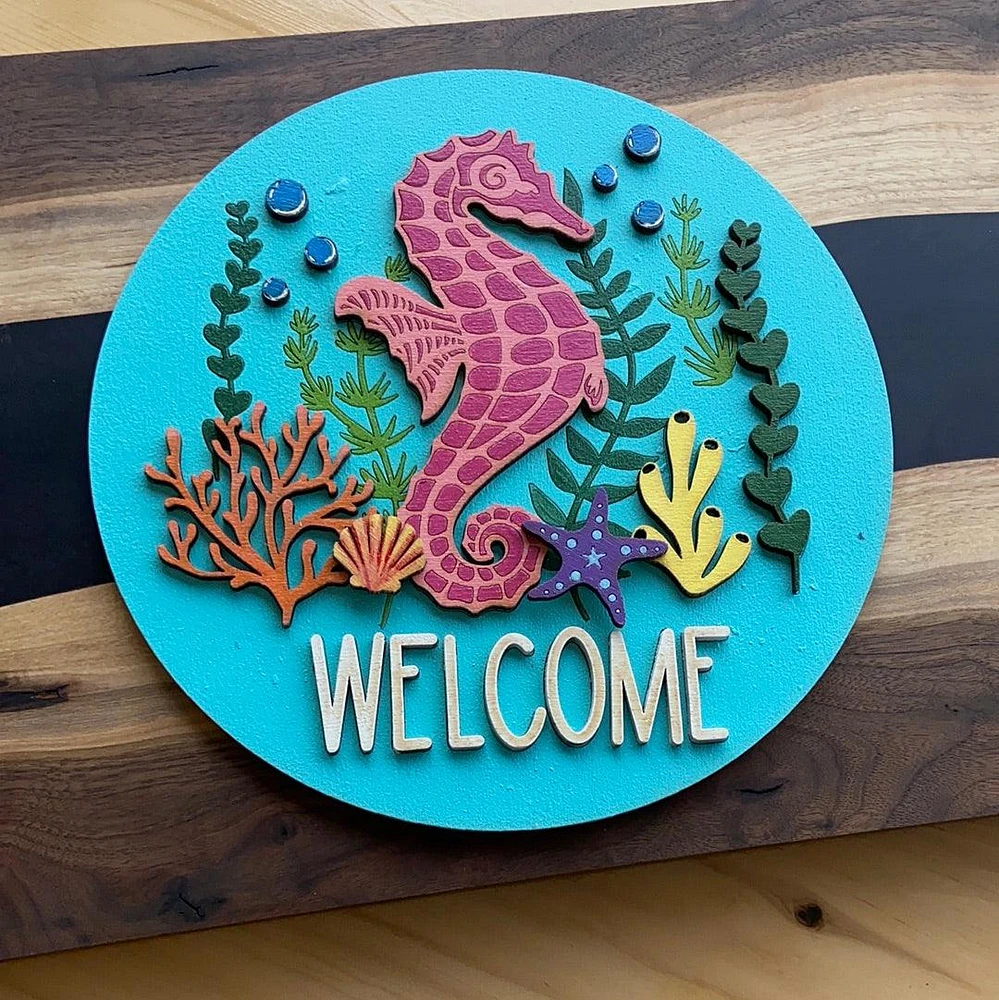 Seahorse Welcome DIY Sign