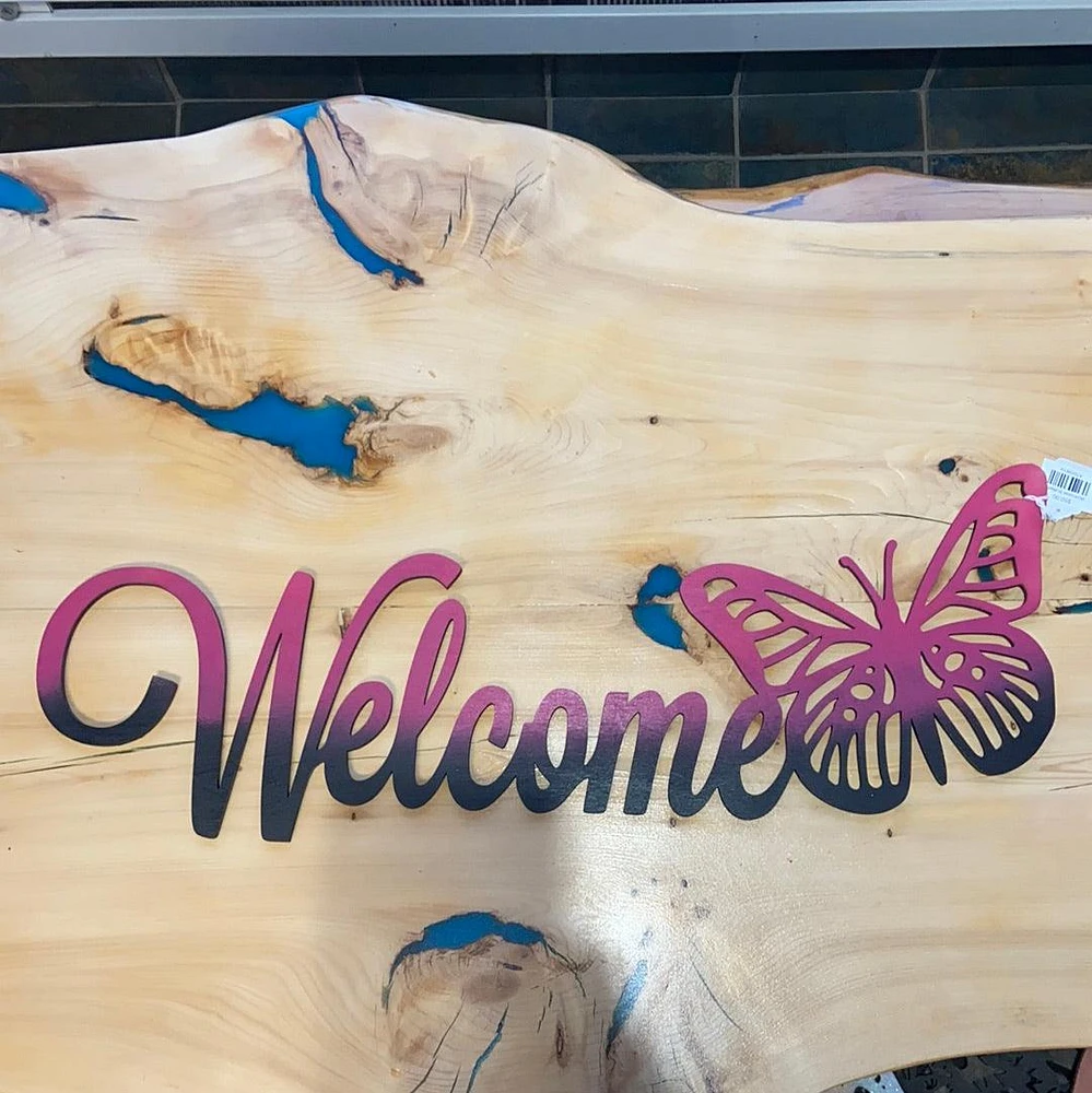 Welcome Butterfly Sign