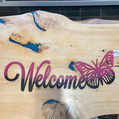 Welcome Butterfly Sign