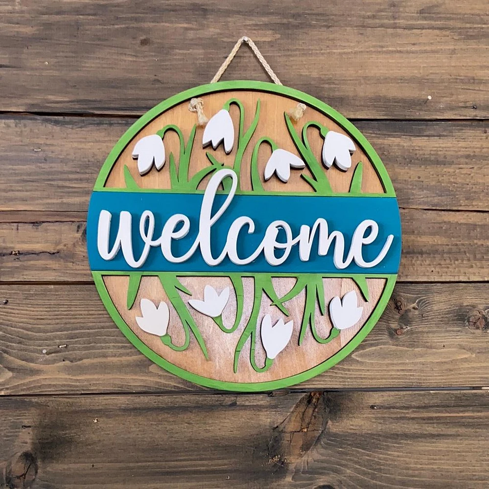 Welcome DIY Sign with Flowers
