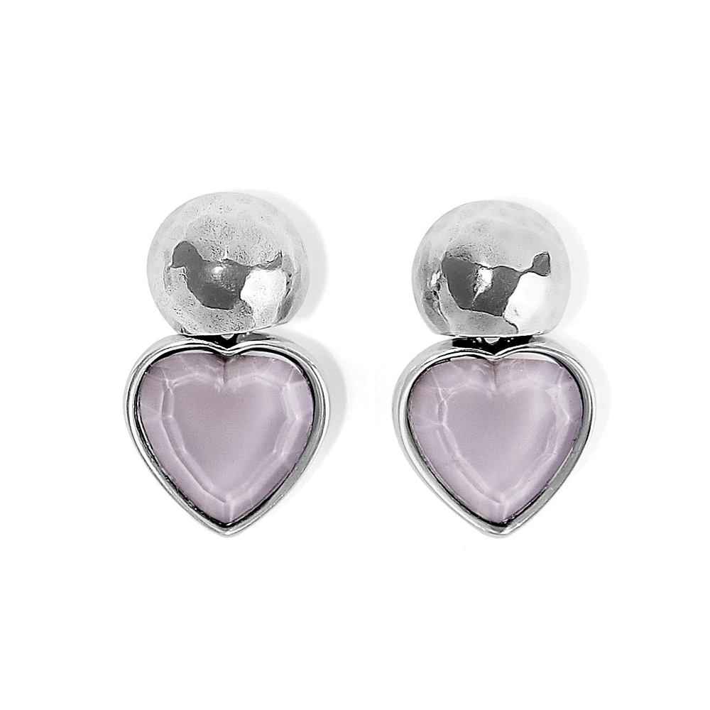 Loving Heart Lilac Post Drop Earrings