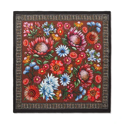 Red Floral Print Scarf