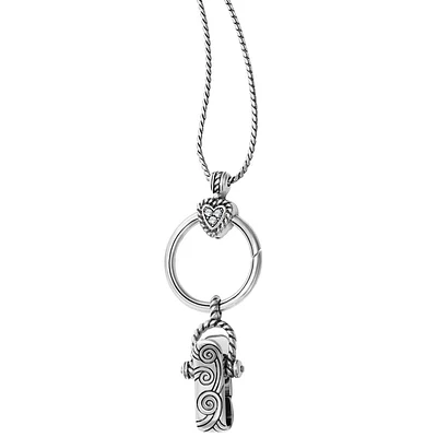 Heart Charm Reversible Badge Clip Necklace