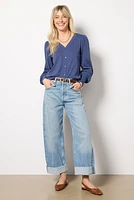 Puff Sleeve Button Down