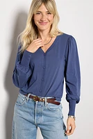 Puff Sleeve Button Down