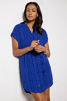 Belted Shirred Mini Dress