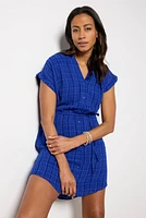 Belted Shirred Mini Dress