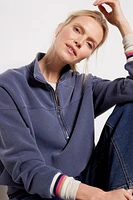 Stripe Rib Half Zip Pullover