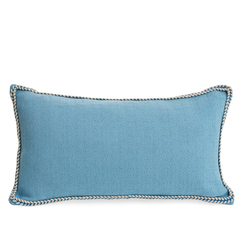 Rectangle cushion with braided border - Blue