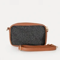 Rafia crossbody bag - Black & camel