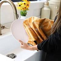 Linge à vaisselle en microfibre - Jaune fleuri