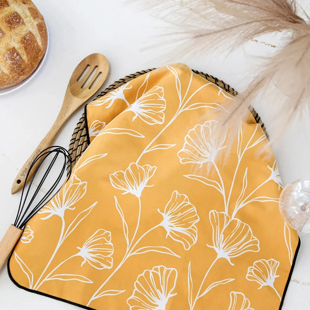 Linge à vaisselle en microfibre - Jaune fleuri