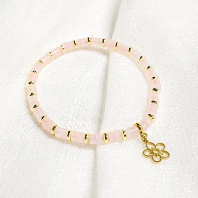 Bracelet rose quartz - Fleur