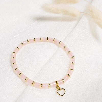 Bracelet rose quartz - Coeur