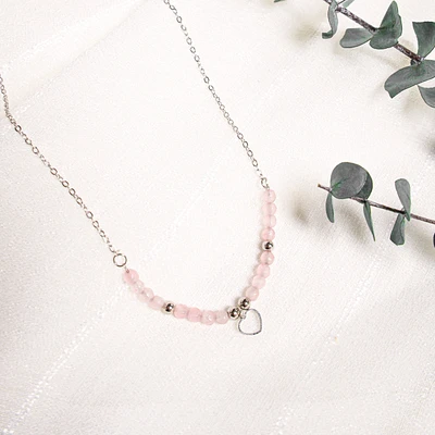 Collier pierres roses & coeur