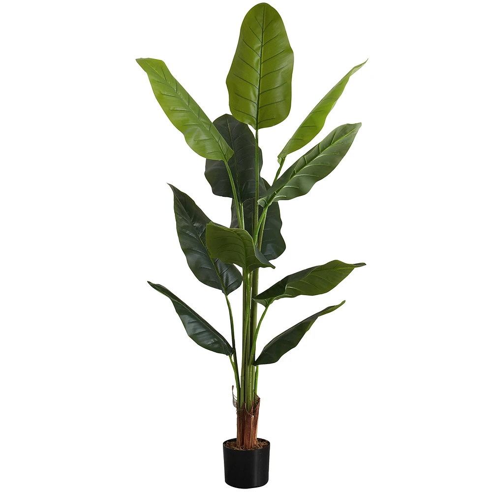 Artificial strelitzia in a pot