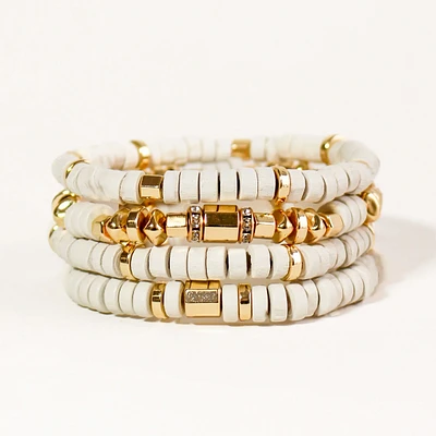 Ensemble de bracelet (4) - Blanc & or