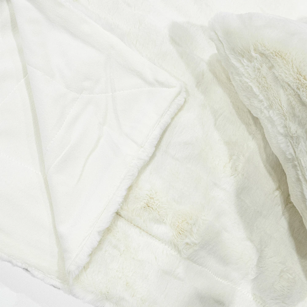 Faux fur short pile throw