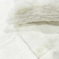 Faux fur short pile cushion - Ivory
