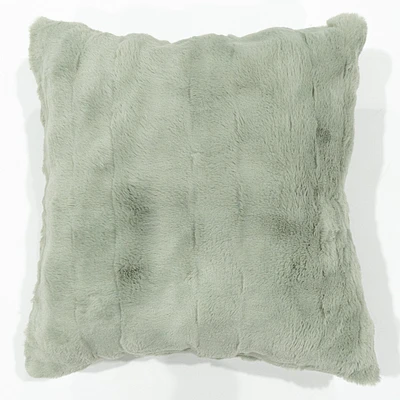 Coussin fausse fourrure poils courts - Sauge