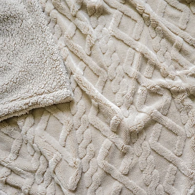 Jeté doux en Sherpa - Taupe