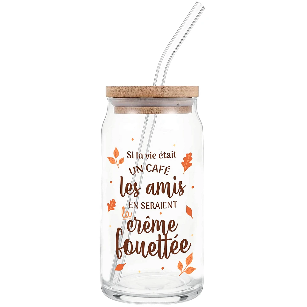 Verre avec pailles & couvercle - Amis