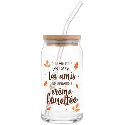 Verre avec pailles & couvercle - Amis