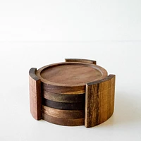 Ensemble de 4 sous-verres rond - Bois d'acacia