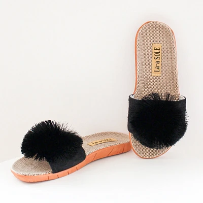Sandales à pompon - Noire