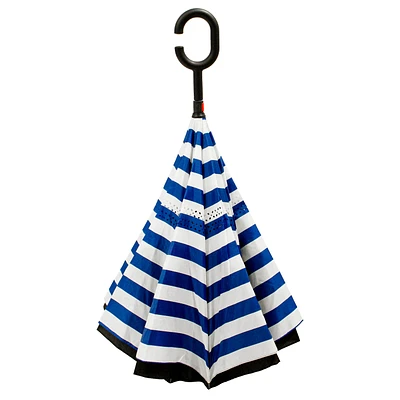 Parapluie réversible - Rayé bleu & blanc