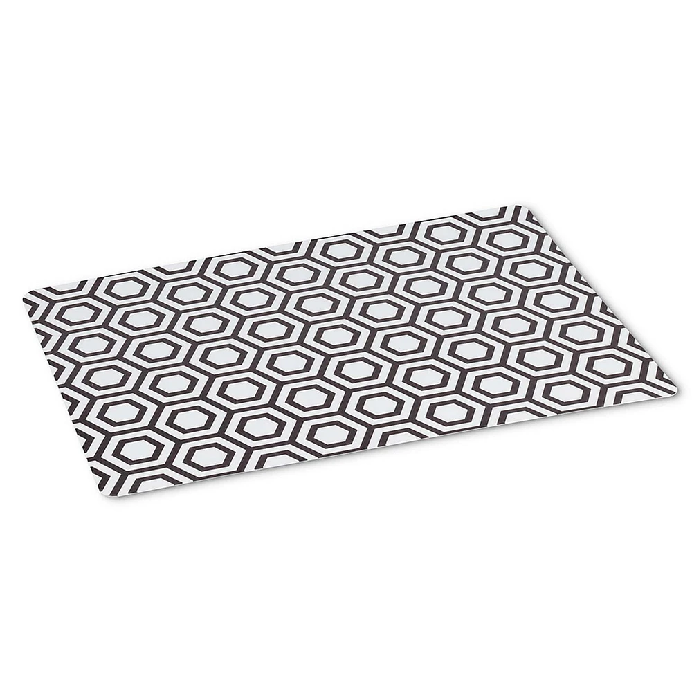 Napperon motifs hexagones et ronds - Noir et blanc