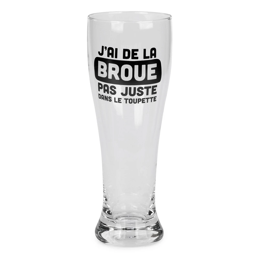 Verre à bière - J'ai de la broue dans le toupet
