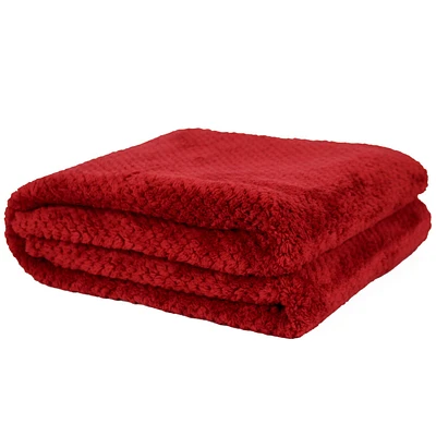 Jeté Kozy texturé - Rouge canneberge