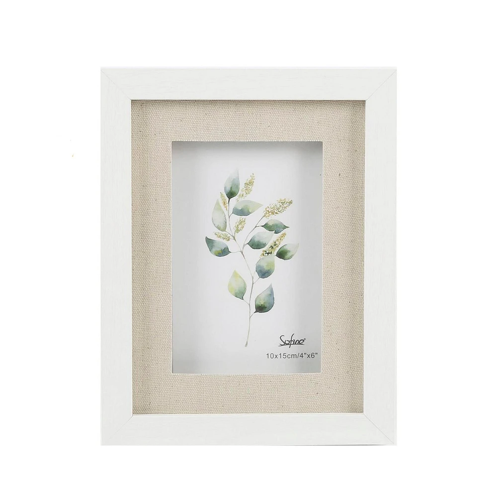 White and linen photo frame - 6 x 8