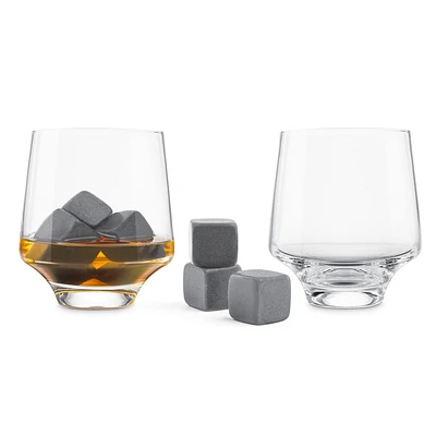 Ensemble de 2 verres avec 6 glaçons en pierre ollaire