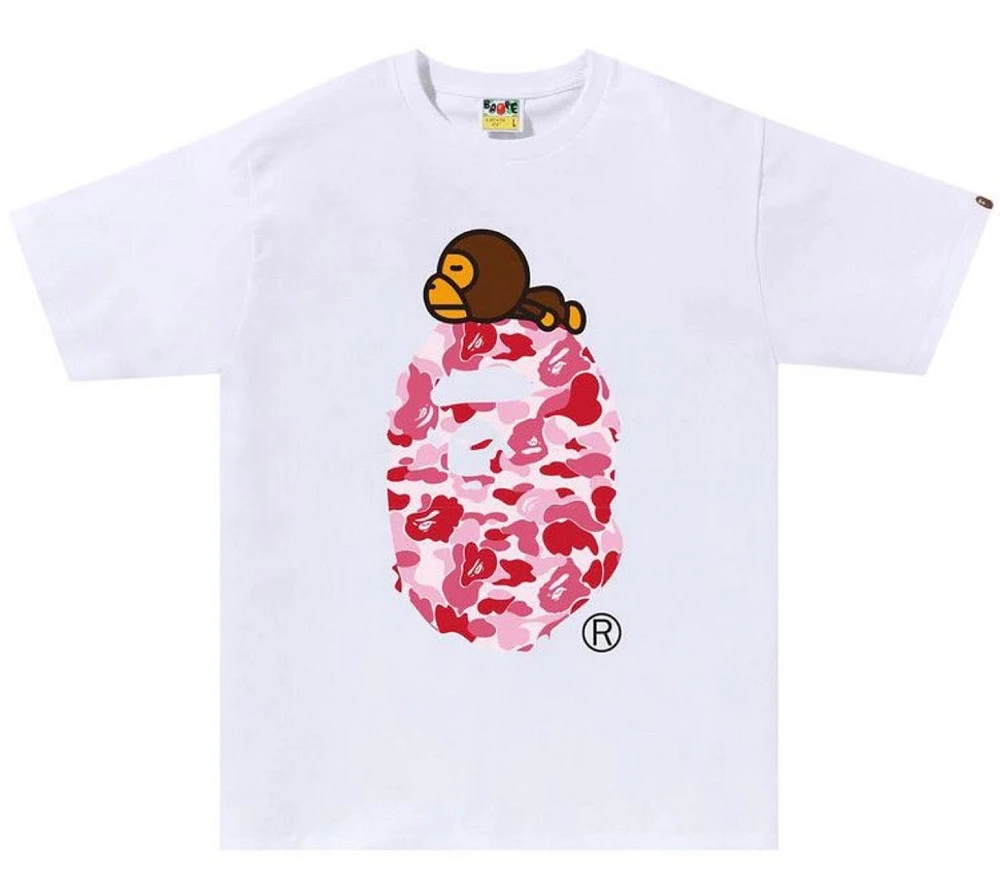 Bape Colour Camo Milo on Big Ape Tee White