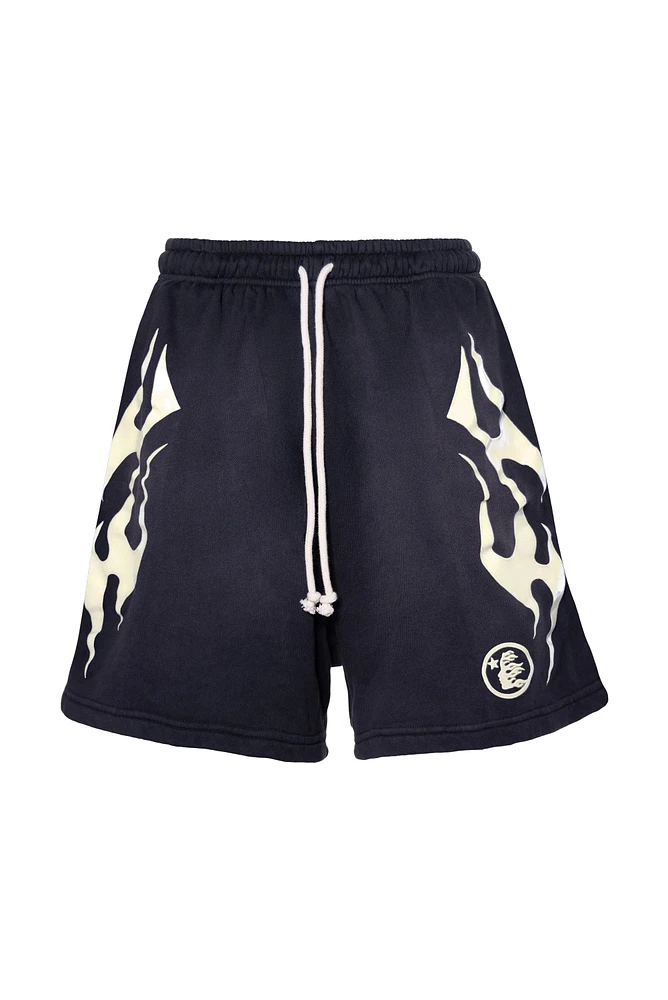 Hellstar Flame Shorts Black White