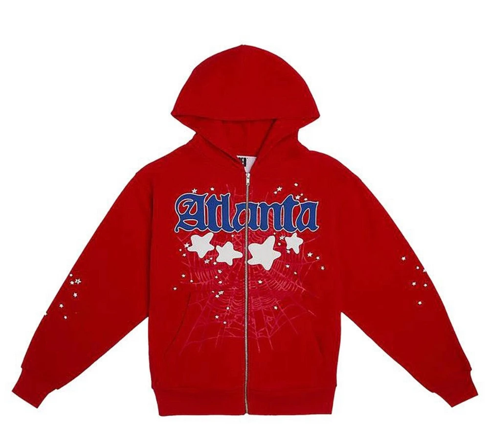 Sp5der Atlanta Zip Up Hoodie 'Red'