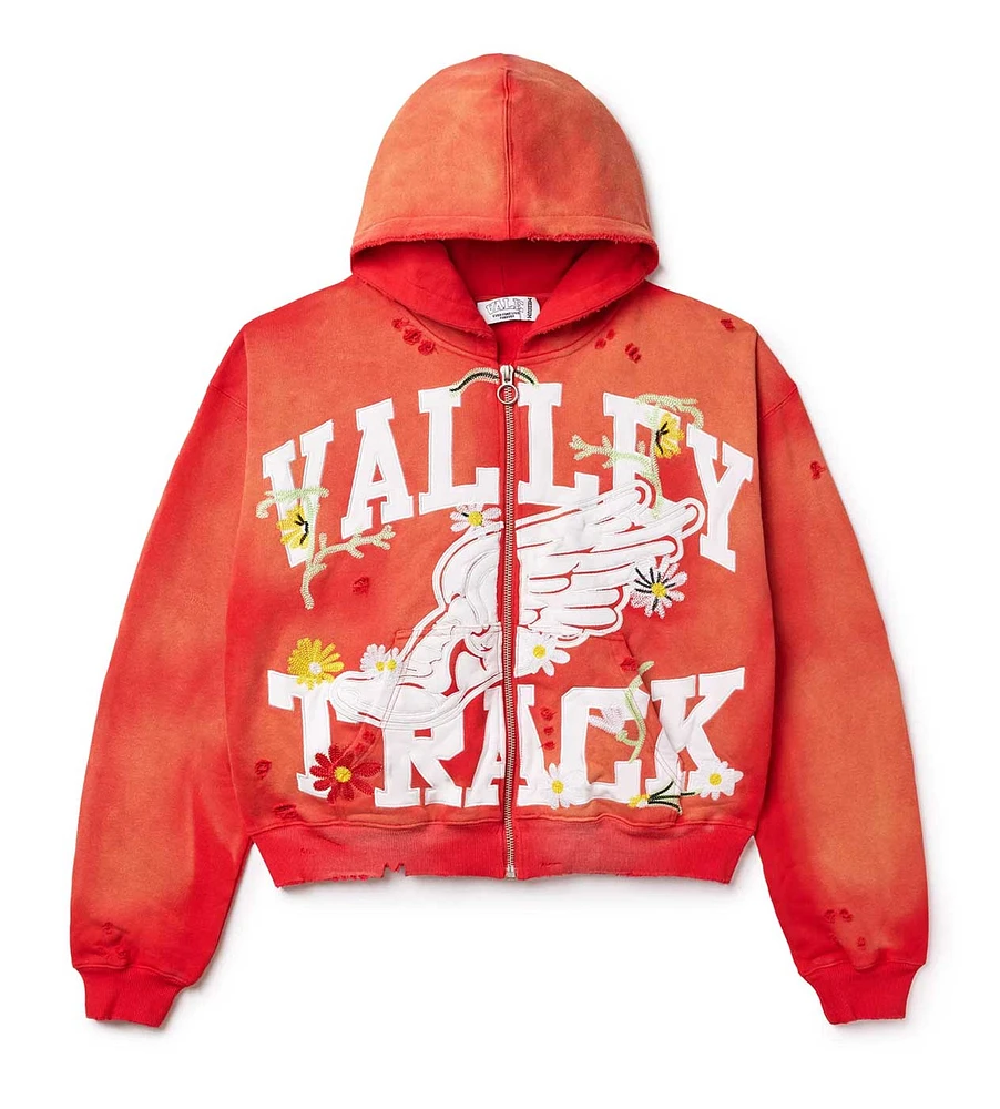 Vale Red Garden Zip Up Hoodie