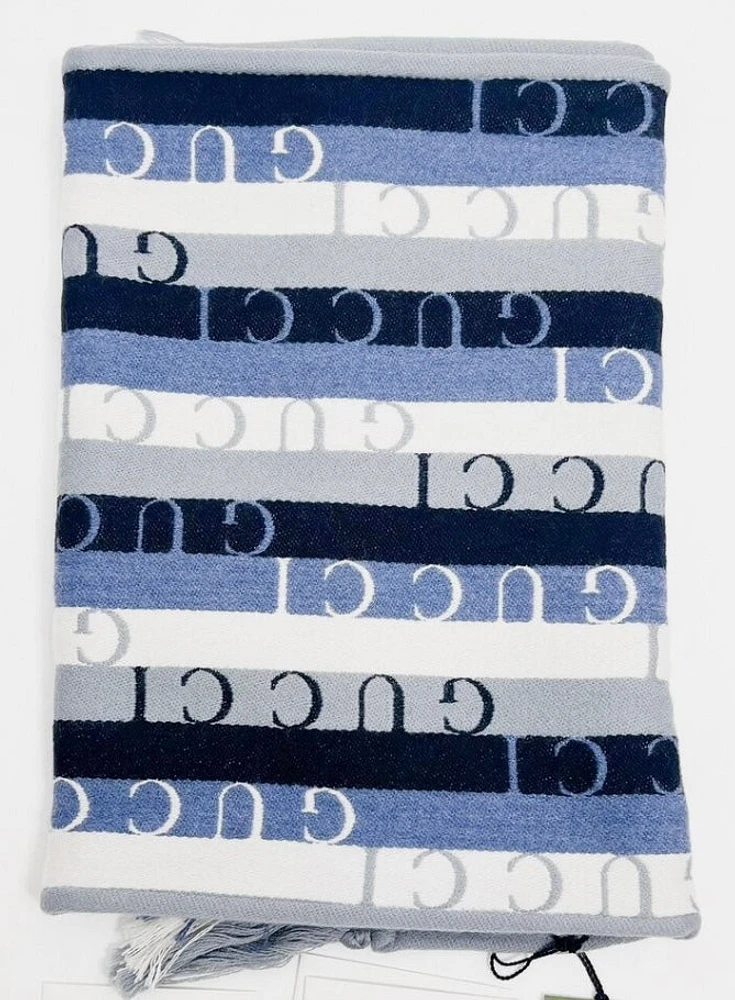 Gucci Stripe Logo Wool Scarf