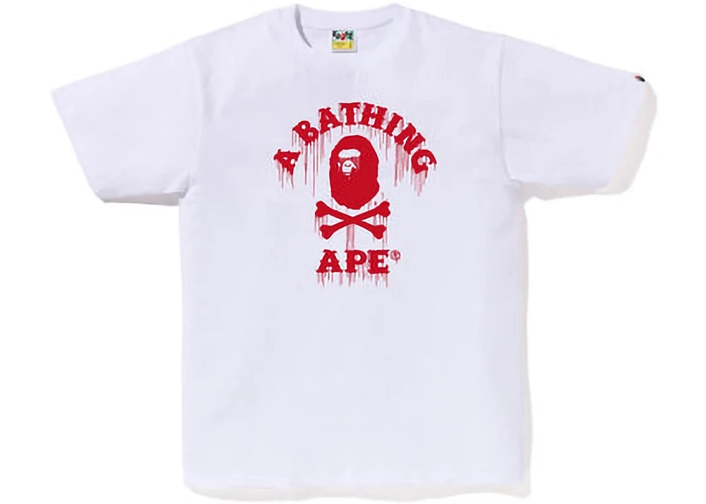 BAPE Drip Ape Crossbone College Tee 'White'