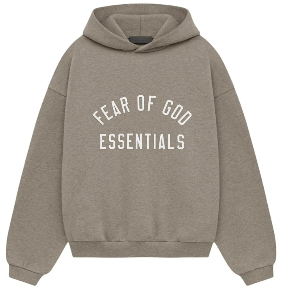 Essentials Heather Grey Fleece Hoodie (White Logo)
