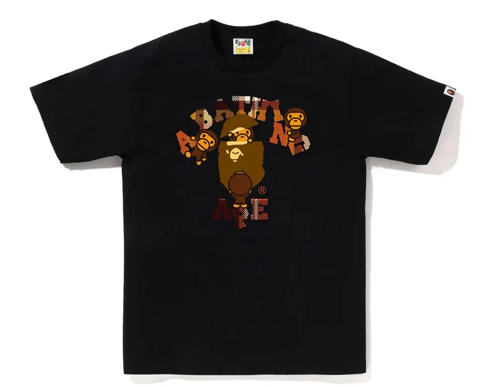 Bape Check College Milo Tee Black