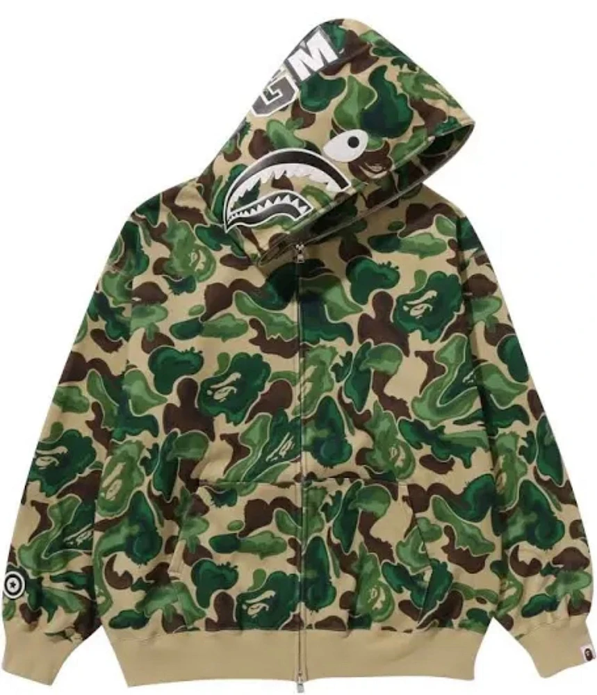 BAPE Zip Up Green Art Camo Shark