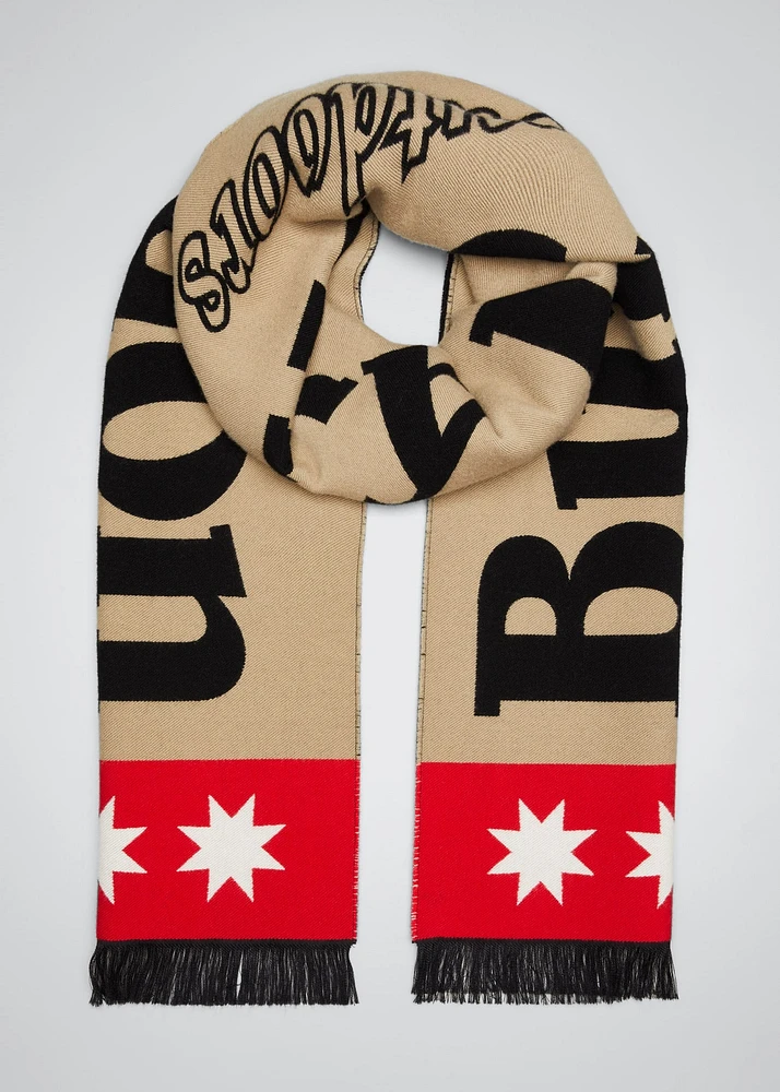 Burberry Football Jacquard Logo Wool Scarf