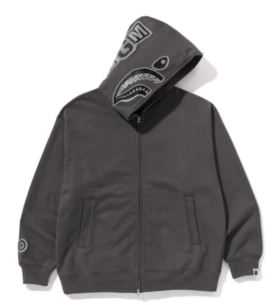 Bape Zip Up Grey ink camo shark full