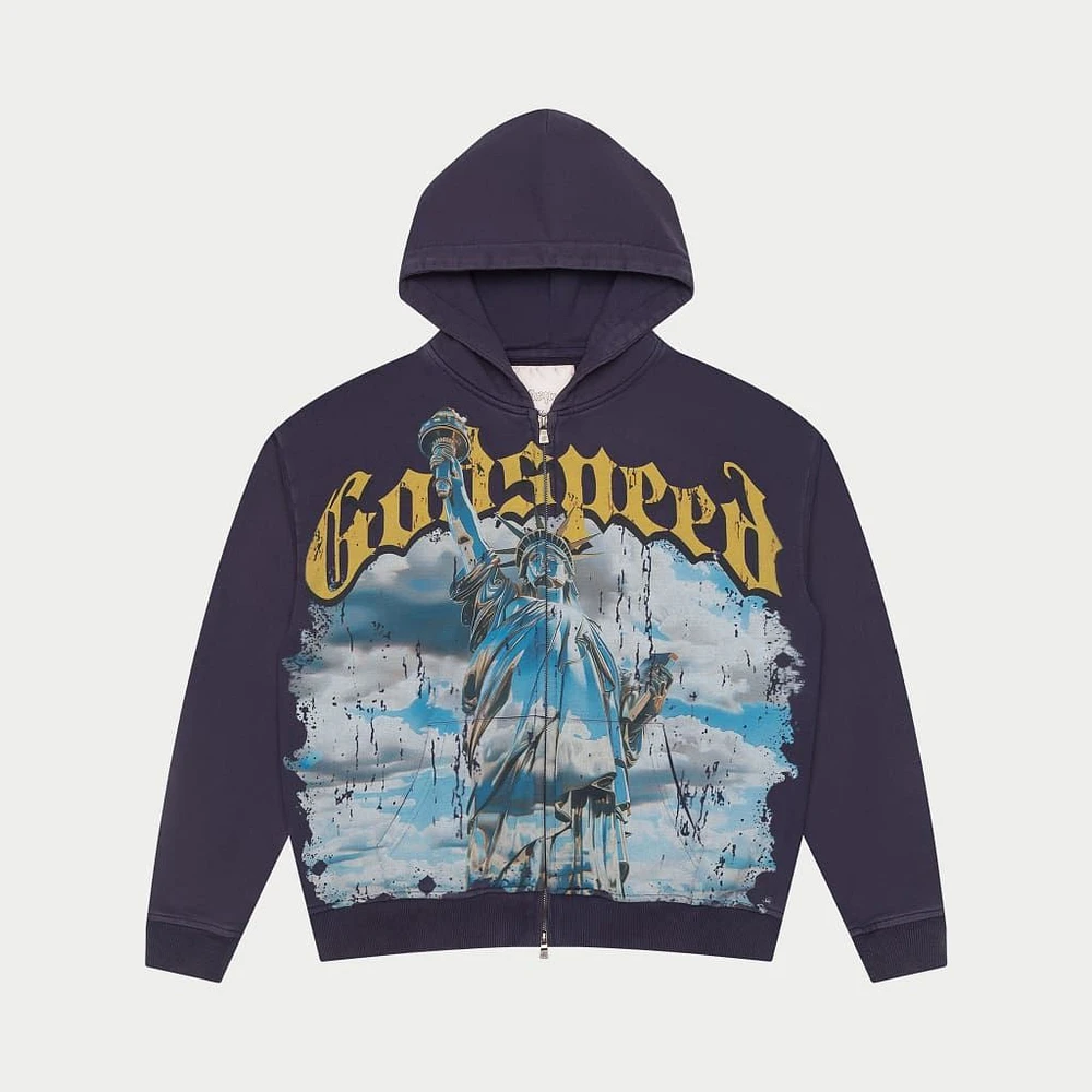 Godspeed Chrome Liberty Zip Up Hoodie Navy