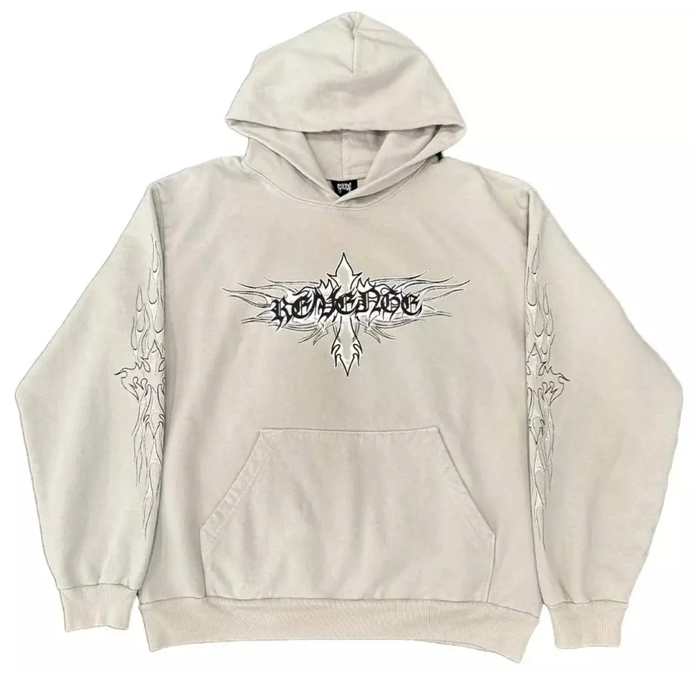 Revenge Flaming Cross Hoodie Cement