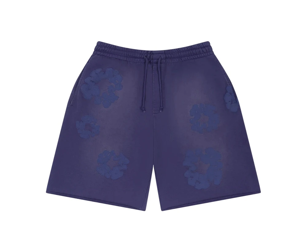 Denim Tear Mono Cotton Wreath Shorts Navy