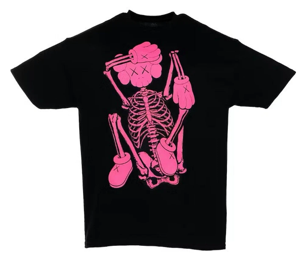 Kaws x Skeleton New Fiction Bone Pink Black Tee